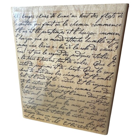 Stampin Up French Script XL Background Stamp Wood Rubber - Picture 1 of 2